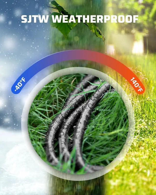 Alt view image 13 of 14 - 2 Pack 6FT Outdoor Extension Cord Waterproof, Short Extension Cord 16 AWG SJTW, NEMA 5-15P to 5-15R, 3 Prong Grounded Plug, for Indoor and Outdoor, ETL Listed, Black