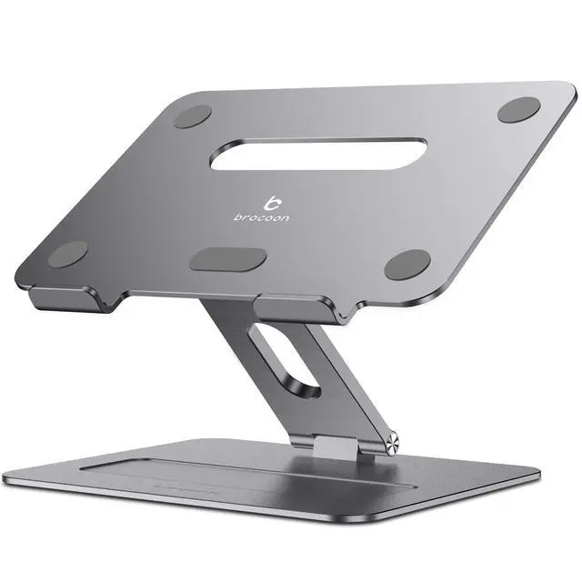 Alt view image 8 of 14 - Adjustable MacBook Laptop Stand for Desk | Ergonomic Aluminum Laptop Riser with Heat-Vent, Compatible for 10-17" Laptops, Space Grey