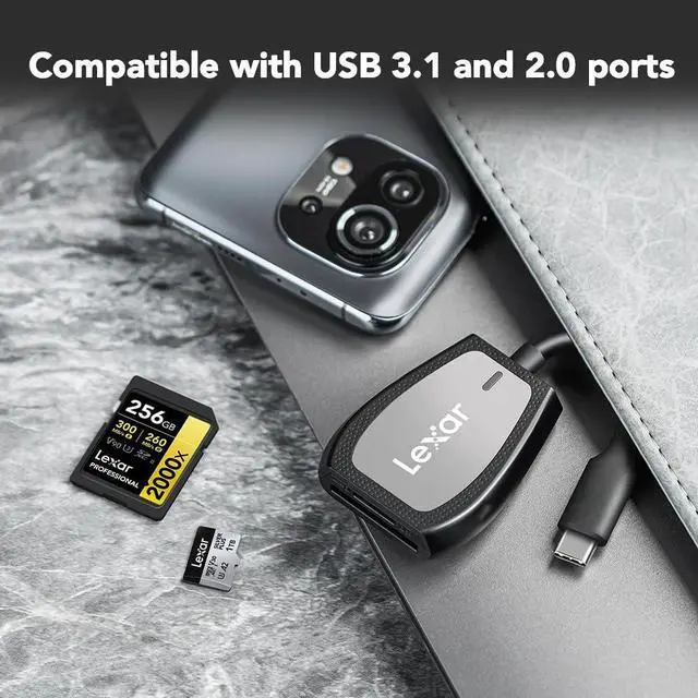 Alt view image 12 of 14 - Professional USB 3.2 Type-C Dual-Slot Reader, Supports SD and microSD UHS-II Cards, Up To 312MB/s Read (LRW470U-RNHNU)