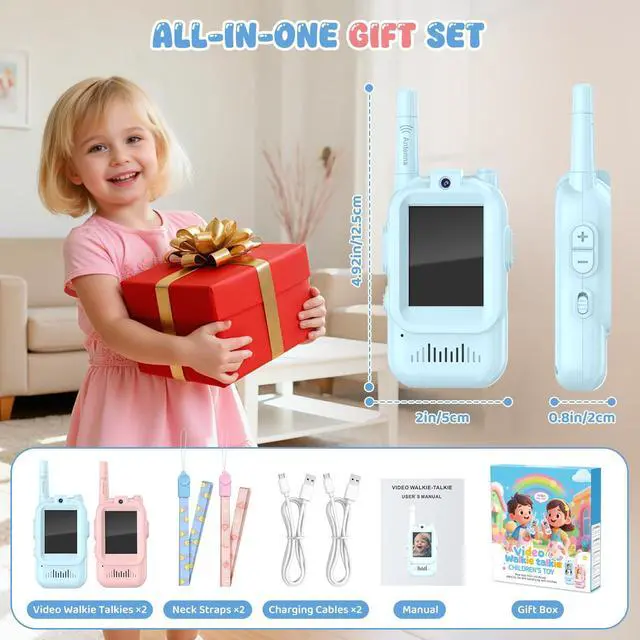 Alt view image 13 of 14 - Video Walkie Talkie for Kids - 2 Pack Rechargeable Kids Walkie Talkies Long Range Radios, Video Intercom & Voice Effects, Christmas Birthday Gifts, Toys for Age 3-12 Boys Girls, Indoor Outdoor Travel
