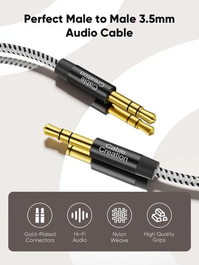 Alt view image 10 of 14 - Long Aux Cord (30FT/9M), 3.5mm Audio Cable Male to Male, Braided Hi-Fi Sound 1/8 Auxiliary Headphone Cord Extension for Car Stereos, Projector, Speaker(with Aux Port Devices), Black.