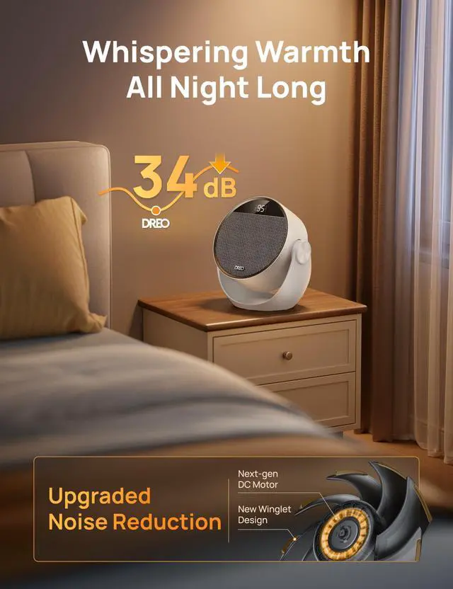 Alt view image 14 of 14 - Space Heater 1500W, 60° Adjustable Tilt, 10.5ft/s Portable Electric Heaters for Indoor Use with Thermostat, 8 Safety Protections, 3 Modes, Remote, Quiet Desk Heater for Bedroom, Office, White