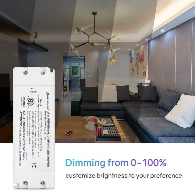 Alt view image 12 of 14 - 25W Dimmable LED Driver Transformer, Power Supply 120V AC to 12V DC, Compatible with Lutron Leviton Dimmers, for LED Strip Lights, Constant Voltage LED Projects, ETL Listed
