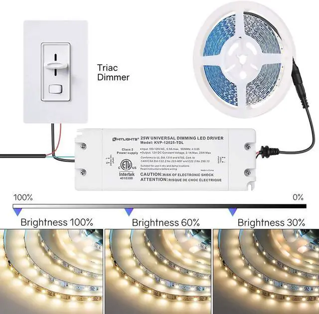 Alt view image 13 of 14 - 25W Dimmable LED Driver Transformer, Power Supply 120V AC to 12V DC, Compatible with Lutron Leviton Dimmers, for LED Strip Lights, Constant Voltage LED Projects, ETL Listed
