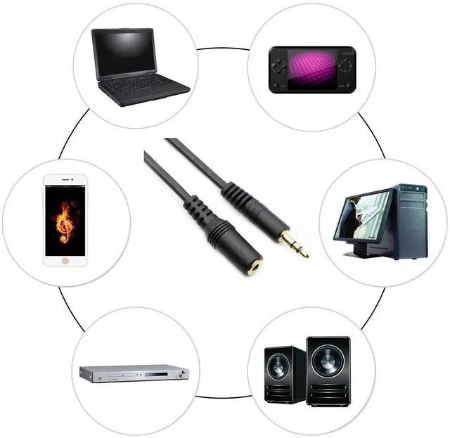 Alt view image 9 of 10 - 3.5mm Stereo Male to Female Extension Audio Cable Cord (100 Feet)