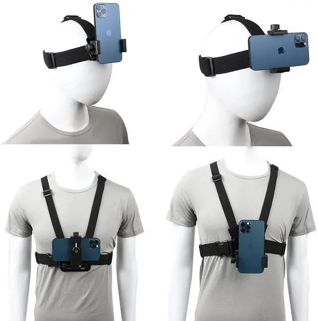 Alt view image 10 of 14 - Mobile Phone Chest Strap Harness Mount Head Strap Holder Kit for POV/VLOG,Cell Phone Clip Compatible with iPhone,Samsung,GoPro Hero 9, 8,7, 6, 5, 4, 3,2, 1,AKASO,DJI Osmo,and Action Cameras