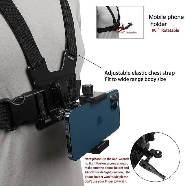 Alt view image 11 of 14 - Mobile Phone Chest Strap Harness Mount Head Strap Holder Kit for POV/VLOG,Cell Phone Clip Compatible with iPhone,Samsung,GoPro Hero 9, 8,7, 6, 5, 4, 3,2, 1,AKASO,DJI Osmo,and Action Cameras