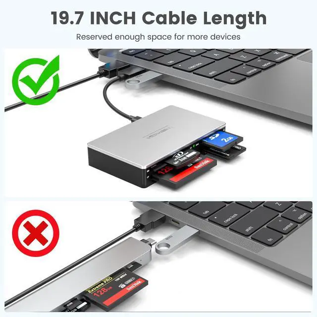 Alt view image 12 of 14 - SmartMedia Card Reader Writer All-in-1 USB Universal Multi Card Adapter Slim Hub Read Smart Media, xD, SD, SDHC, SDXC, UHS-I, MMC, MS Pro Duo, CF, MD, Camera Flash Memory Cards For Windows, Mac, Linux
