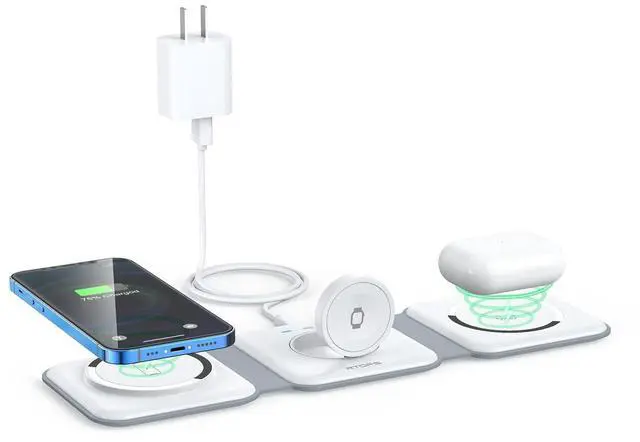 Alt view image 8 of 14 - Wireless Charger 3 in 1,RTOPS Magnetic Travel Wireless Charging Station Multiple Devices,GaN 3 in 1 Charging Station,Compatible for iPhone16/15/14/13/Pro/Max,iWatch,AirPods4/3/2/Pro(Adapter Includes)