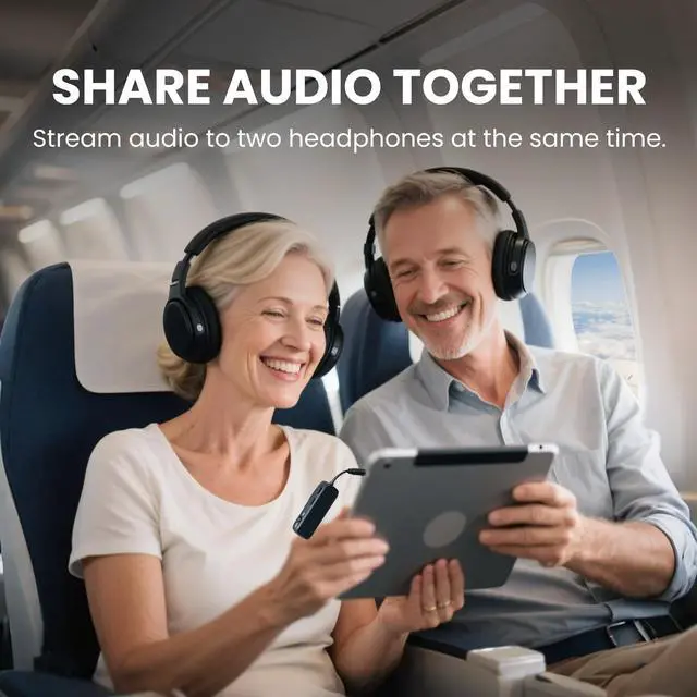 Alt view image 11 of 14 - Relay - Premium Airplane Bluetooth Adapter with Advanced Qualcomm Chipset, 2 Headphones Support, 25hrs Play Time, aptX Adaptive & HD Audio Transmitter for Airpods, Bose & Travel Flight