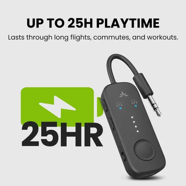 Alt view image 14 of 14 - Relay - Premium Airplane Bluetooth Adapter with Advanced Qualcomm Chipset, 2 Headphones Support, 25hrs Play Time, aptX Adaptive & HD Audio Transmitter for Airpods, Bose & Travel Flight