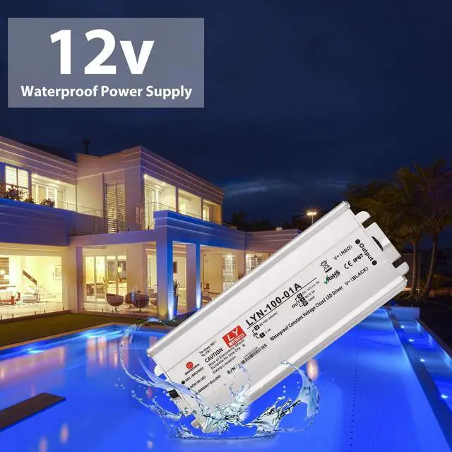 Alt view image 10 of 14 - LED Driver 100 Watts 110V AC to 12V DC Low Voltage Output, IP67 Waterproof Power Low Voltage Transformer Adapter with 3 pin Plug LED Cable for LED Light bar, Indoor and Outdoor Light String