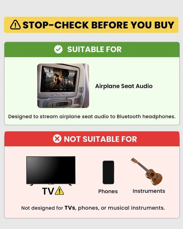 Alt view image 10 of 14 - Relay - Premium Airplane Bluetooth Adapter with Advanced Qualcomm Chipset, 2 Headphones Support, 25hrs Play Time, aptX Adaptive & HD Audio Transmitter for Airpods, Bose & Travel Flight