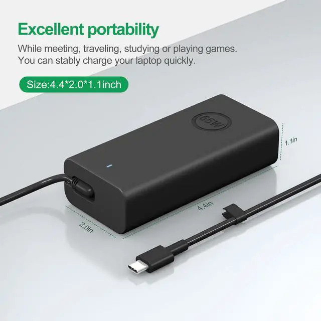 Alt view image 14 of 14 - 65W 45W Laptop Charger USB C Compatible with Dell Latitude 5420 5520 5320 5430 5290 7410 7420 XPS 13 9250 9360 9365 9370 9380 9350 9550 Chromebook 5190 Type C AC Adapter