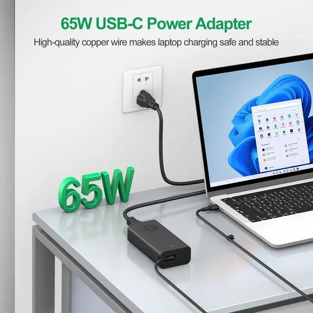 Alt view image 13 of 14 - 65W 45W Laptop Charger USB C Compatible with Dell Latitude 5420 5520 5320 5430 5290 7410 7420 XPS 13 9250 9360 9365 9370 9380 9350 9550 Chromebook 5190 Type C AC Adapter