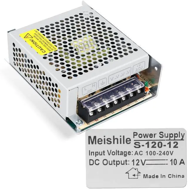 Alt view image 8 of 14 - 12V 10A 120W DC Switching Power Supply Adapter 110V AC to DC 12V, Industrial Transformer Converter 0-8A 5A LED Drive Light Strip Lamp CCTV Camera DVR Meter Electric Motor Model SMPS 110V