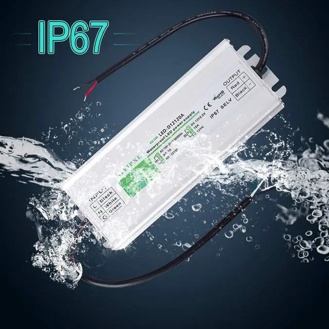 Alt view image 14 of 14 - LED Driver 120 Watts Waterproof IP67 Power Supply Transformer Adapter 100V-260V AC to 12V DC Low Voltage Output for LED Light, Computer Project, Outdoor Light and Any 12V DC led Lights