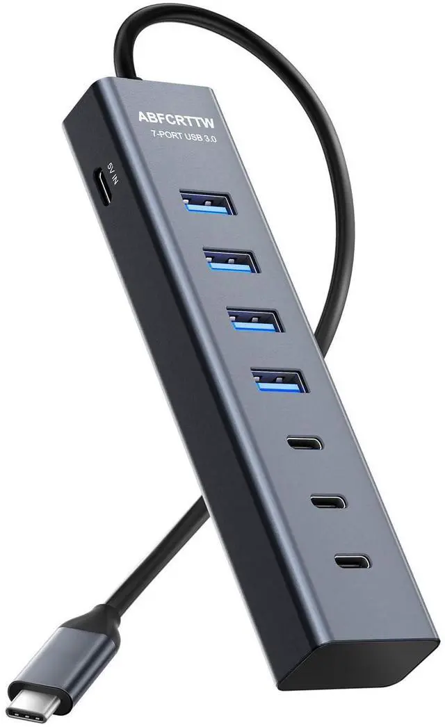 Alt view image 8 of 14 - USB C to USB Hub Multiport Adapter, Aluminium 7-Port USB C Hub Multiport Adapter, USB Extenders, USB c Splitter for Thunderbolt, MacBook Pro/Air, Laptop, iPad, iMac, U Flash, PSSD, Keyboard, Mouse