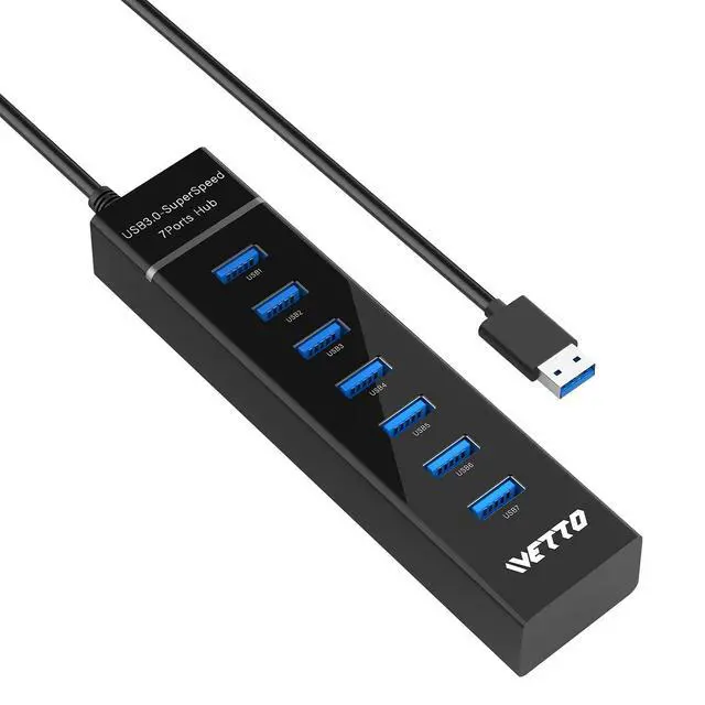 Alt view image 8 of 14 - 7-Port USB 3.0 Hub, Data USB Hub Splitter with 3.3ft Long Cable for Laptop, PC, MacBook, Mac Pro, Mac mini, iMac, Surface Pro and More