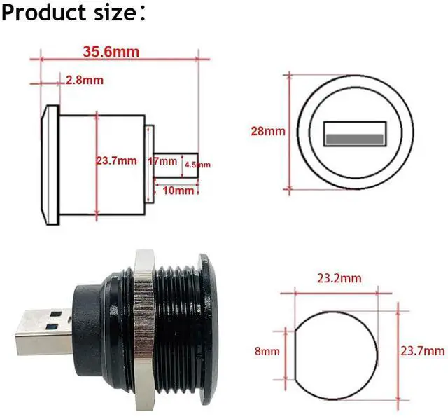 Alt view image 12 of 14 - 2PCS USB 3.0 Connector, USB Male to Female Conversion Connector, USB3.0 Panel Mount Extension Adapter for Data Transfer/Charging