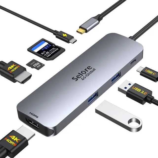 Alt view image 14 of 14 - USB C Docking Station Dual HDMI Monitor, USB C to Dual HDMI Adapter with 2HDMI Ports, PD Charging, SD/microSD, USB A&C 3.0 Ports, Laptop Docking Station for Dell XPS/HP/Lenovo/Surface/Yoga etc