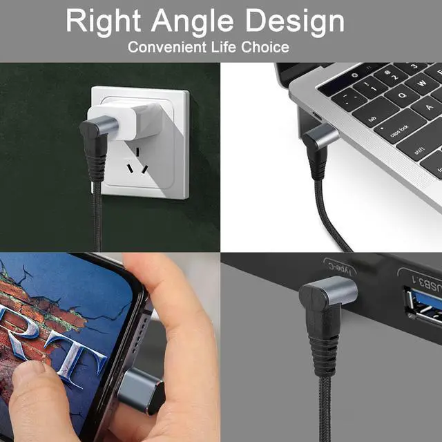 Alt view image 11 of 14 - 2M Right Angle USB C Extension Cable,90 Degree 10Gbps PD 100W USB3.1 Gen2 Male to Female Charging Cord,Up Down Type-C Extender Cable Compatible with Laptops and More Type-C Devices