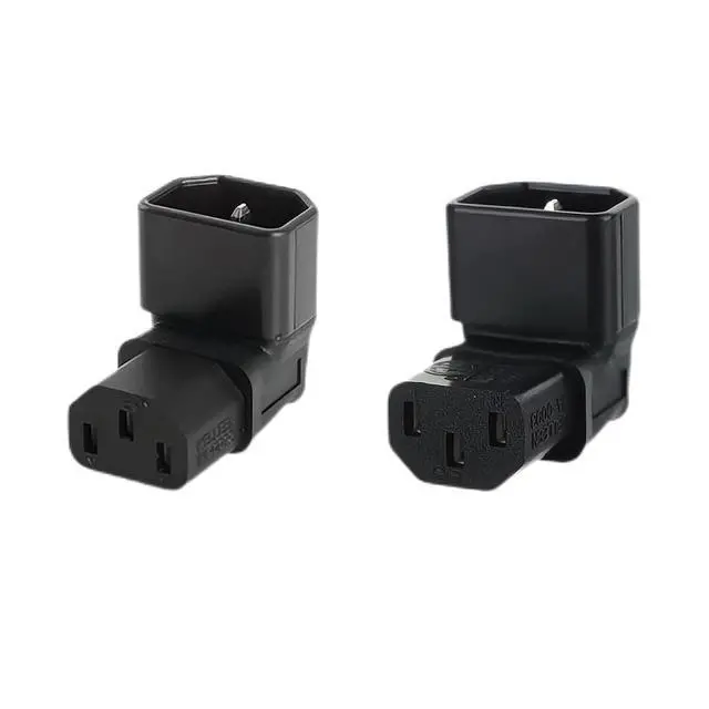 Alt view image 8 of 14 - 2 Pack IEC 320 C14 Male to C13 Female 90 Degree Angled Power Extension Connector Adapter 10A 250V for Monitor/Computer/PDU Chassis/Printer