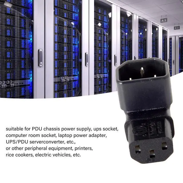 Alt view image 11 of 14 - 2 Pack IEC 320 C14 Male to C13 Female 90 Degree Angled Power Extension Connector Adapter 10A 250V for Monitor/Computer/PDU Chassis/Printer