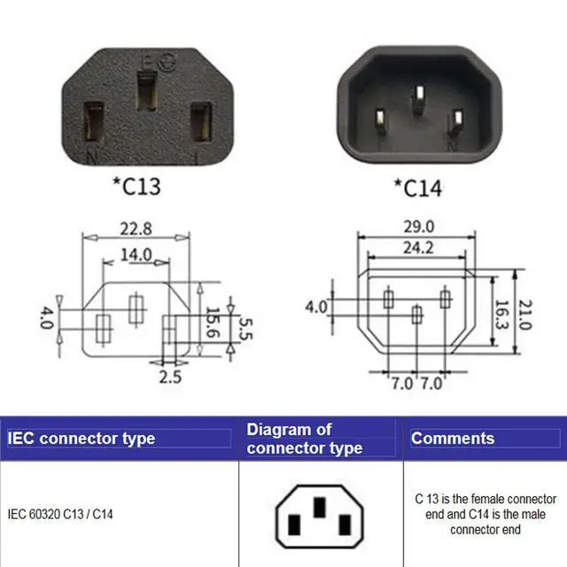 Alt view image 13 of 14 - 2 Pack IEC 320 C14 Male to C13 Female 90 Degree Angled Power Extension Connector Adapter 10A 250V for Monitor/Computer/PDU Chassis/Printer