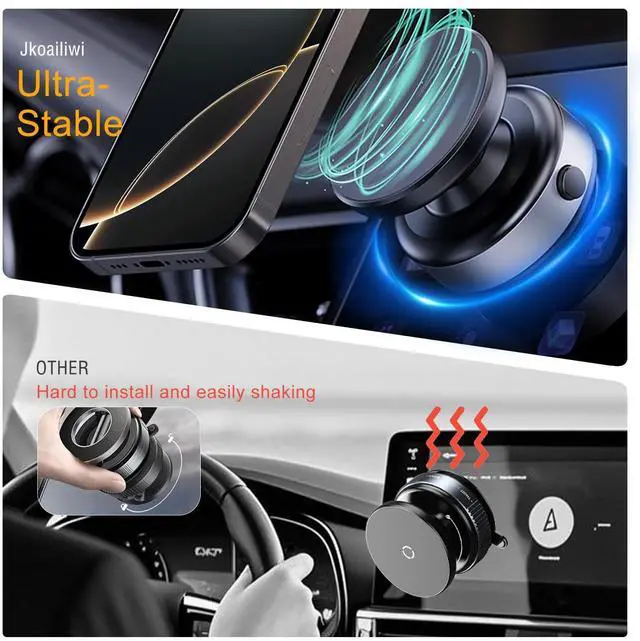 Alt view image 12 of 14 - Hands-Free Anti-Shake Electric Suction Cup Phone Mount, 360 Adjustable Vacuum Magnetic Car Phone Holder, Car Phone Holder Stand for Gym/Mirror, for Magsafe iPhone 17 16 Air Pro Max 15