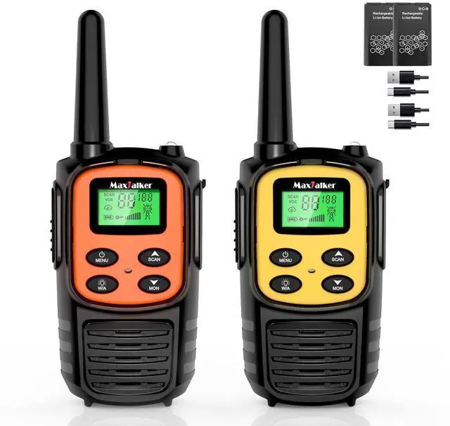 Alt view image 8 of 14 - Walkie Talkies for Adults 2 Pack Long Range Rechargeable 2 Way Radios, Hiking Accessories Camping Gear Xmas Gift for Kids with 22 FRS Channel Radios, Lamp,VOX,Li-ion Battery,NOAA