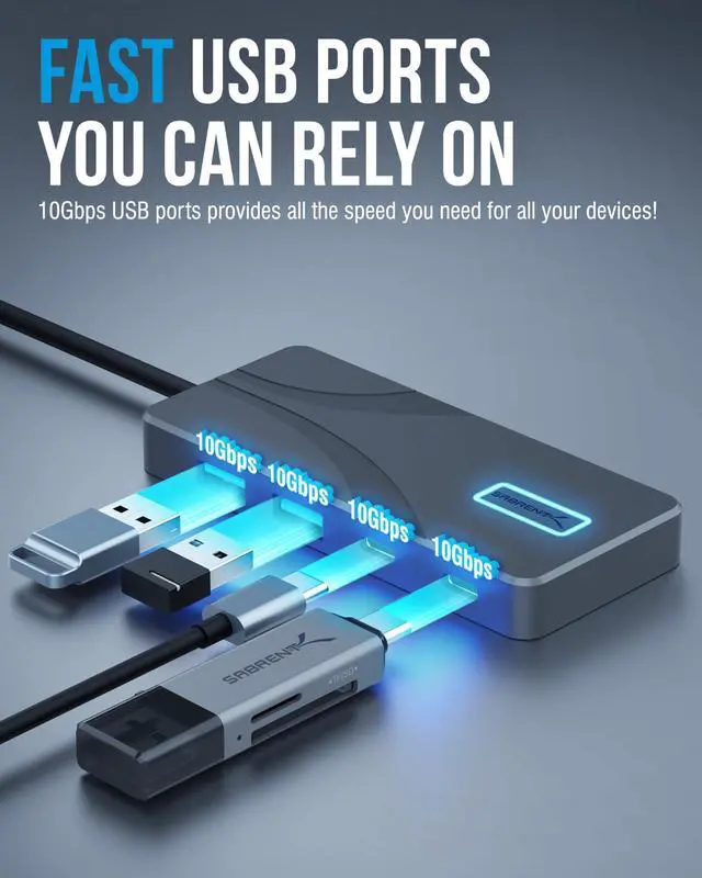 Alt view image 12 of 14 - USB C Hub 5-in-1 Docking Station, 10Gbps USB-A & USB-C Ports, 4K HDMI Output, 100W PD Input, 80W Charging, Aluminum USB Hub for Laptops/Phones/Tablets HDR/HDCP (HB-TG5P)