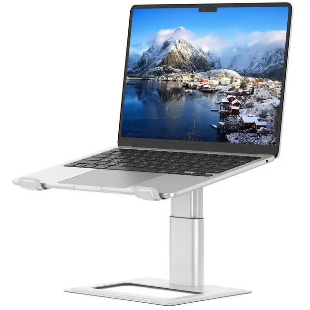 Alt view image 8 of 14 - Adjustable Laptop Stand for Desk, Computer Stand, Ergonomic Laptop Riser Holder Compatible with 10 to 17.3 Inches Notebook PC Computer, Aluminum Silver