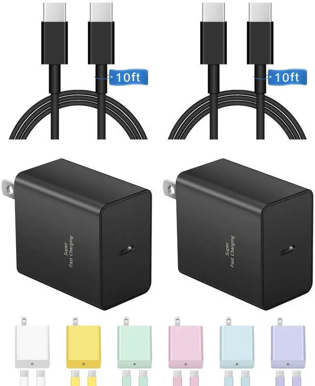 Alt view image 8 of 14 - Type C Charger Fast Charging 10FT 45W USB C Charger Block 2-Pack Long USB C Cable for Samsung Galaxy S25/S24/S23/S22/S21, for iPhone 17/17 Pro/17 Pro Max/16/16 Pro/16 Pro Max/15/15 Pro Max/15 Plus