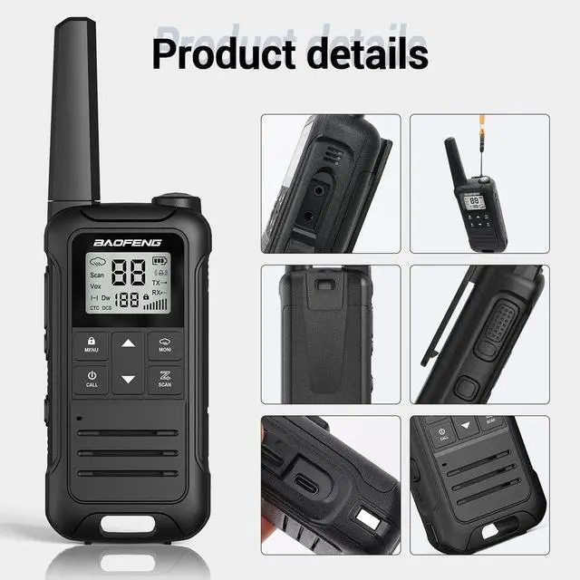 Alt view image 13 of 14 - Walkie Talkies Long Range for Adult, 4Pack Rechargeable Walkie Talkie F22 FRS Two Way Radio 1400mAh Li-ion Battery,USB-C Cable, NOAA with Flashlight for Camping Family