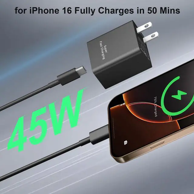 Alt view image 9 of 14 - Type C Charger Fast Charging 10FT 45W USB C Charger Block 2-Pack Long USB C Cable for Samsung Galaxy S25/S24/S23/S22/S21, for iPhone 17/17 Pro/17 Pro Max/16/16 Pro/16 Pro Max/15/15 Pro Max/15 Plus