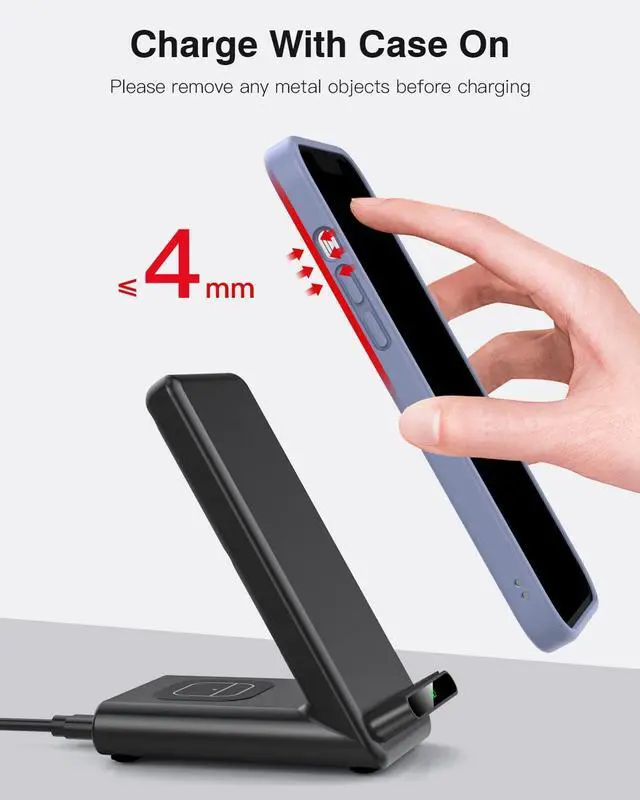 Alt view image 14 of 14 - Wireless Charging Station,3 in 1 Charging Stand Made for Apple Watch Ultra 11 10 9 8 7 6 SE 5 4 3,Fast Wireless Charger Made for iPhone 17/Air/16/15/14/13/12,for AirPods Pro(with Adapter) (Black)