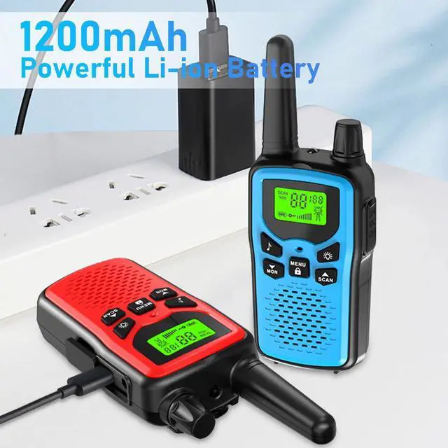 Alt view image 10 of 14 - Walkie Talkies for Adults Long Range,Rechargeable Walkie Talkies with 22 FRS Channels,Two Way Radios with LED Flashlight for Hiking Cruises Camping,4 Pack