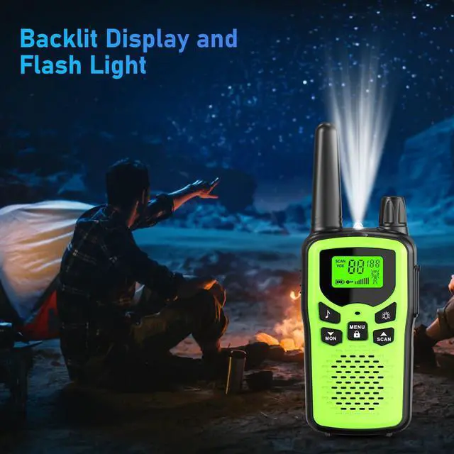 Alt view image 13 of 14 - Walkie Talkies for Adults Long Range,Rechargeable Walkie Talkies with 22 FRS Channels,Two Way Radios with LED Flashlight for Hiking Cruises Camping,4 Pack