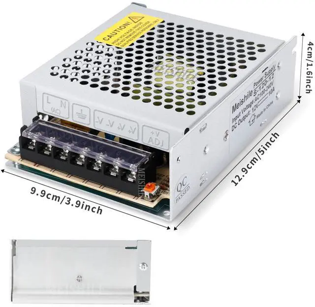 Alt view image 13 of 14 - 12V 10A 120W DC Switching Power Supply Adapter 110V AC to DC 12V, Industrial Transformer Converter 0-8A 5A LED Drive Light Strip Lamp CCTV Camera DVR Meter Electric Motor Model SMPS 110V