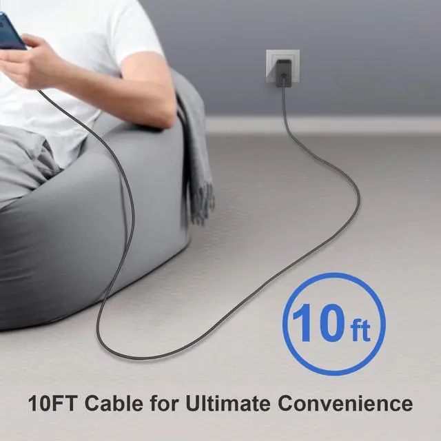 Alt view image 14 of 14 - Type C Charger Fast Charging 10FT 45W USB C Charger Block 2-Pack Long USB C Cable for Samsung Galaxy S25/S24/S23/S22/S21, for iPhone 17/17 Pro/17 Pro Max/16/16 Pro/16 Pro Max/15/15 Pro Max/15 Plus