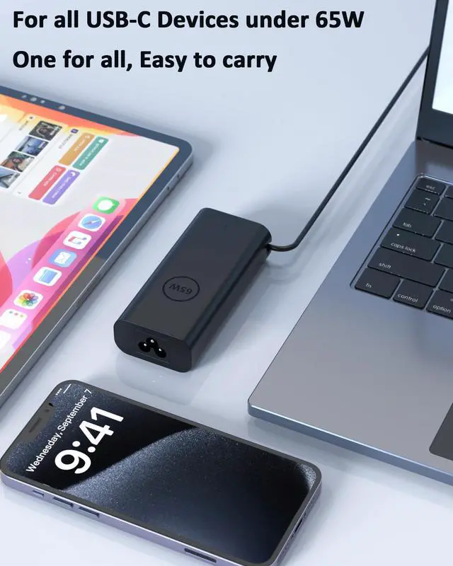 Alt view image 13 of 14 - 65W USB C Laptop Charger Compatible with Dell Pro 14 16 Plus, 14 Plus, 16 Plus, Pro 13 Plus, Pro 14, Pro 16, Pro 13 14 Premium, Pro Rugged 13 14 Laptop Power Cord Type C Fast Adapter
