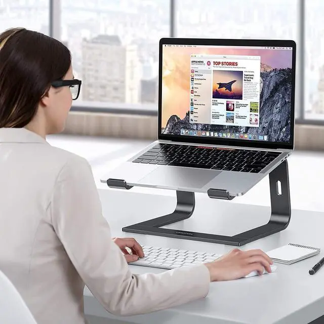 Alt view image 14 of 14 - Laptop Stand, Detachable Laptop Mount, Aluminum Laptop Holder Stand for Desk, Compatible with MacBook Air/Pro, Dell, HP, Lenovo and All Laptops (11-16 inch), Black