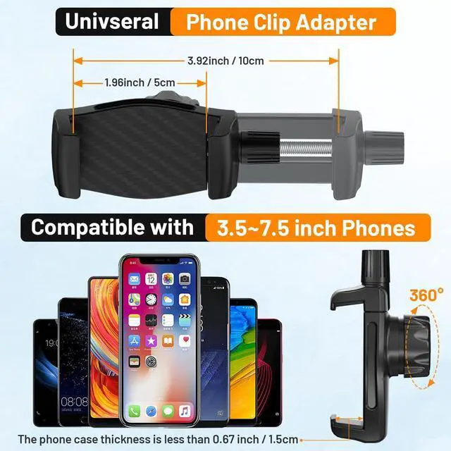 Alt view image 14 of 14 - Flexible Phone Holder for Treadmill |Stroller |Wheel |Chair Pole |Stick |Rod |Tube |Shelf | Railing |Cart,35.4" / 90 cm Gooseneck Arm Mount,Compatible with 3.5~7.5" iPhone/LG/Galaxy Smartphone