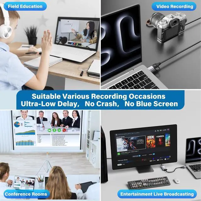 Alt view image 14 of 14 - Audio Video Capture Card for Broadcasting,4K HDMI to USB C Capture Card with USB A 3.0 Adapter,1080P 60FPS, Work with iPad Mac OS Windows, Camera/Xbox/PS5/PC/OBS/DVDs,DSLR for Streaming