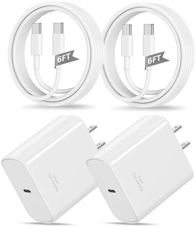 Alt view image 8 of 14 - Super Fast Charger Type C for Samsung,2Pack 45W USB C Android Phone Charger Block with 6FT Type C Charger Fast Charging Cable for Samsung Galaxy S25 Ultra/S25+/S25 Edge/S24/S23/S22/S21/S20,Galaxy Tab