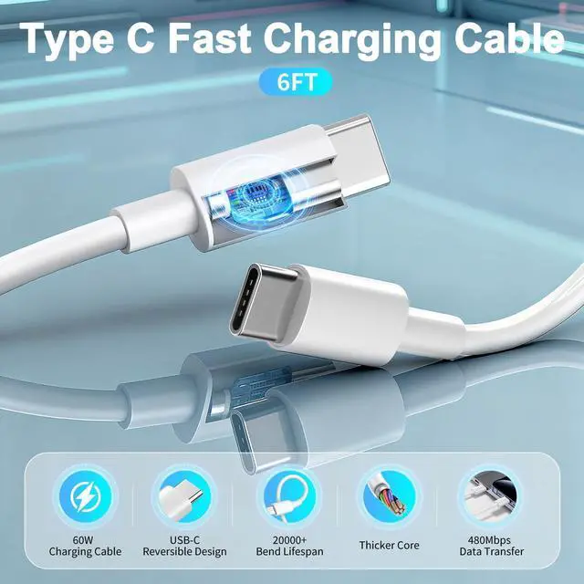 Alt view image 12 of 14 - Super Fast Charger Type C for Samsung,2Pack 45W USB C Android Phone Charger Block with 6FT Type C Charger Fast Charging Cable for Samsung Galaxy S25 Ultra/S25+/S25 Edge/S24/S23/S22/S21/S20,Galaxy Tab