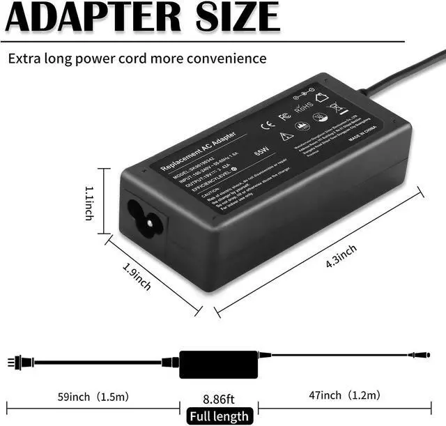 Alt view image 9 of 12 - 65W Laptop Charger Compatible with HP EliteBook 840 G3 G4 G5 G6 G7 850 G3 820 725 745 755 X360 Probook Charger 640 G5 650 G2 430 440 450 G2 G3 G5 Ac Adapter Notebook Power Supply Cord