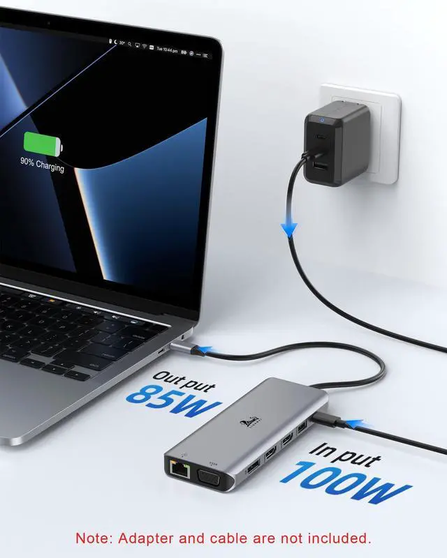 Alt view image 12 of 14 - Laptop Docking Station 4 Monitors, Dual HDMI+8K DP+VGA, 10Gbps, 100W PD, 6 USB C/A Ports, Ethernet, SD/TF, LIONWEI 13 in 1 USB C Hub for MacBook/Dell/HP/Surface