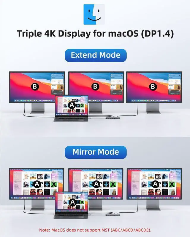 Alt view image 11 of 14 - Laptop Docking Station 4 Monitors, Dual HDMI+8K DP+VGA, 10Gbps, 100W PD, 6 USB C/A Ports, Ethernet, SD/TF, LIONWEI 13 in 1 USB C Hub for MacBook/Dell/HP/Surface